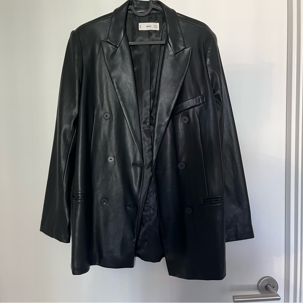 Mango faux leather blazer